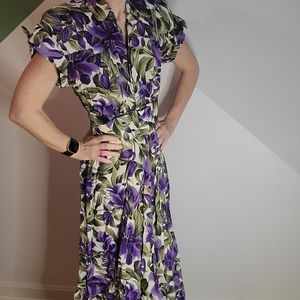 80's Floral Print Dress w/Belt